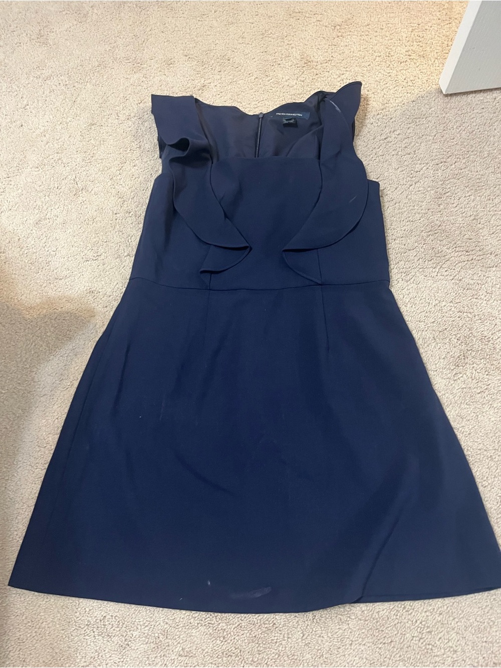 French Connection Navy Ruffle-Shoulder Mini Dress